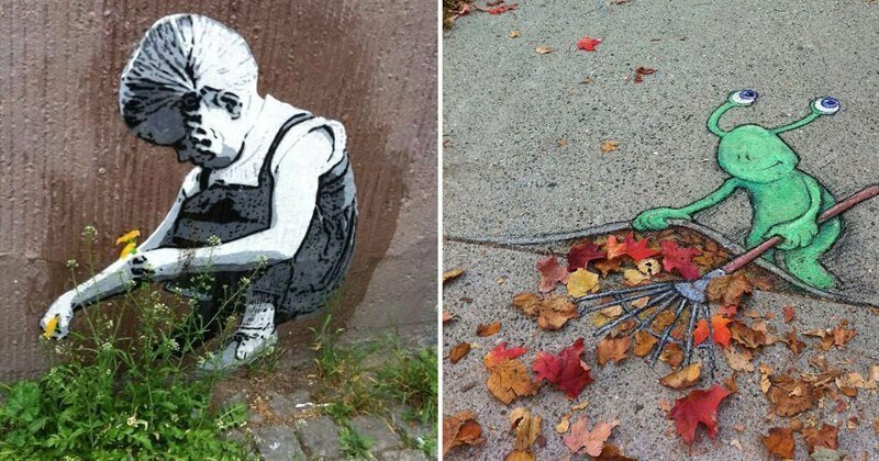 20 примеров того, как уличное искусство объединяется с природой