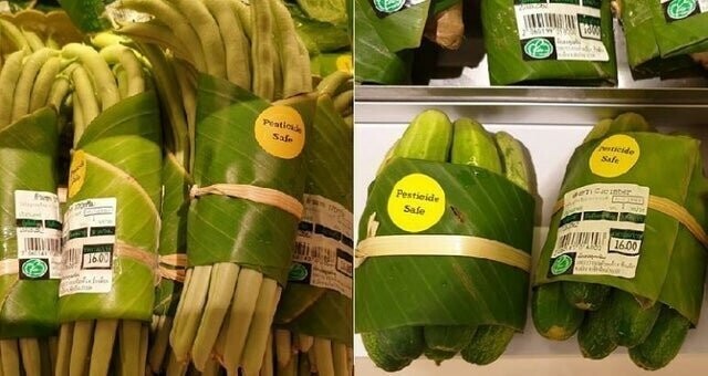 2. Супермаркеты Таиланда используют банановые листья вместо пластиковой упаковки