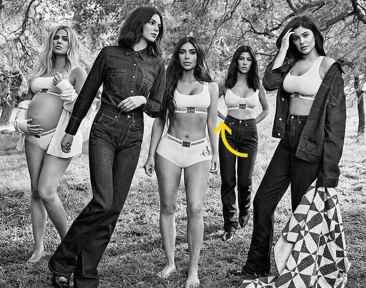 Кардашьян-Дженнер не новички в фотошопе, но эта реклама для Calvin Klein уже слишком. Например, что происходит с рукой Кортни?