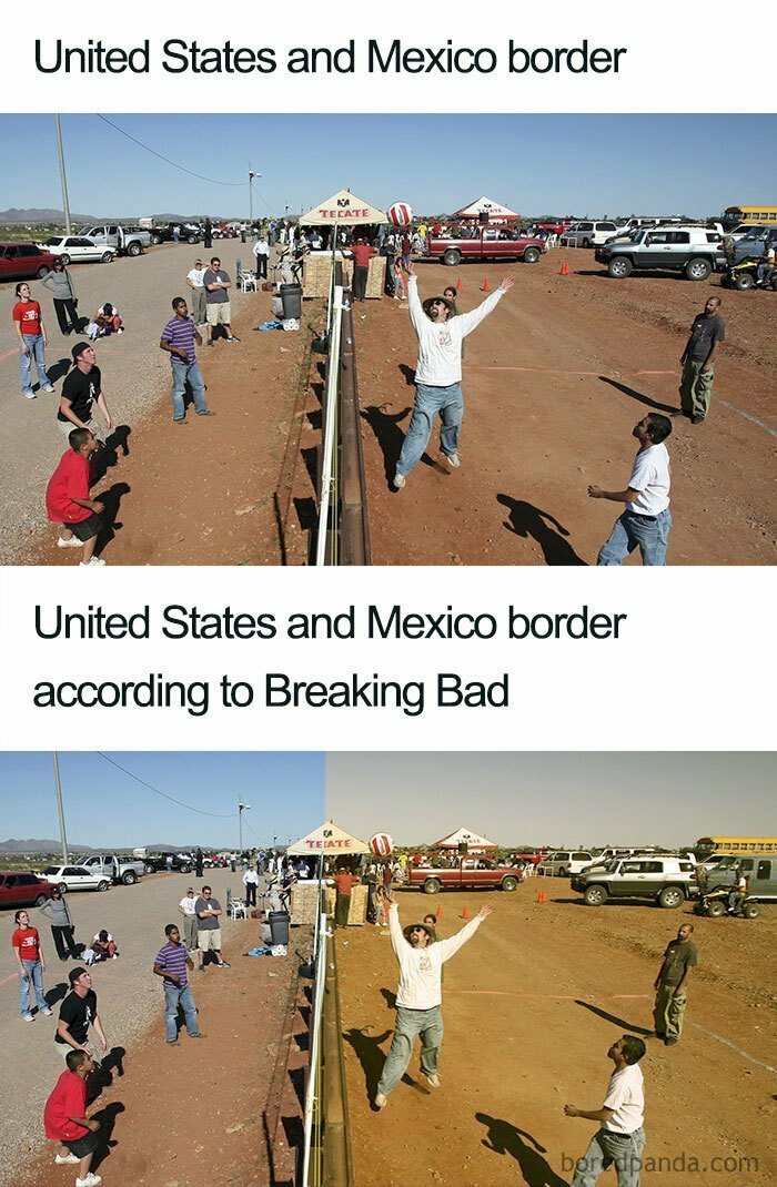 5. Граница между США и Мексикой VS Та же граница, согласно сериалу "Во все тяжкие"