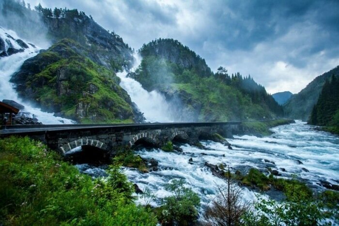 2. Мост на водопаде Лотефоссен (Норвегия)