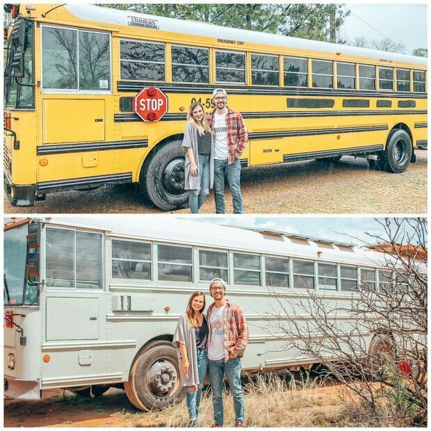 Пара уволилась с работы и отправилась путешествовать в школьном автобусе