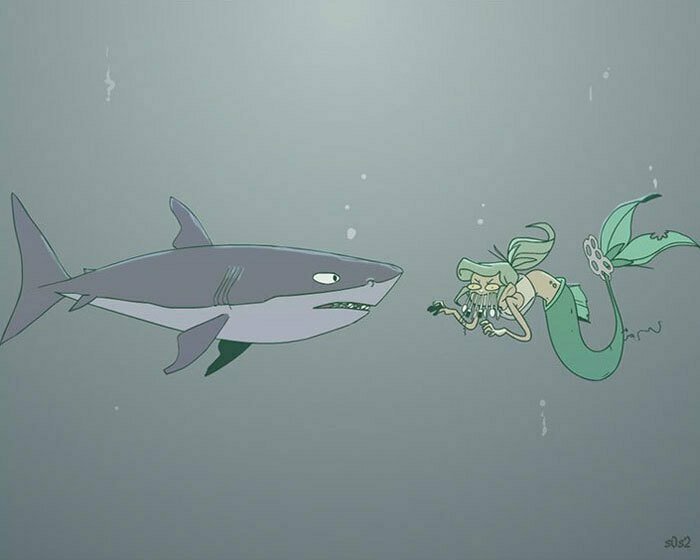10 грустных иллюстраций о Русалочке, которая попала в загрязнённый океан