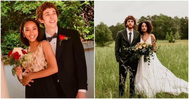 Пара показала свои фотографии с выпускного и со свадьбы и запустила новый флешмоб