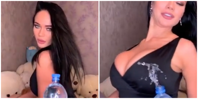Сложно назвать это видео креативным, ведь недавно Яна Кошкина открыла бутылку своей грудью