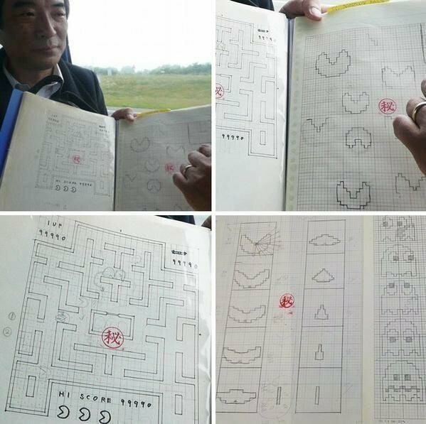Создатель Pac-Man Тору Иватани показывает свои первые наброски игры на бумаге