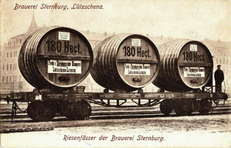 Вагон для перевозки пива пивоварни "Sternburg". Около 1900 годов.