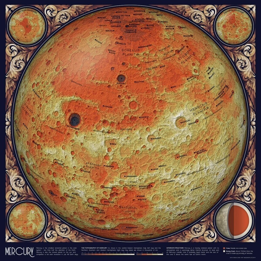 Топографическая карта Меркурия