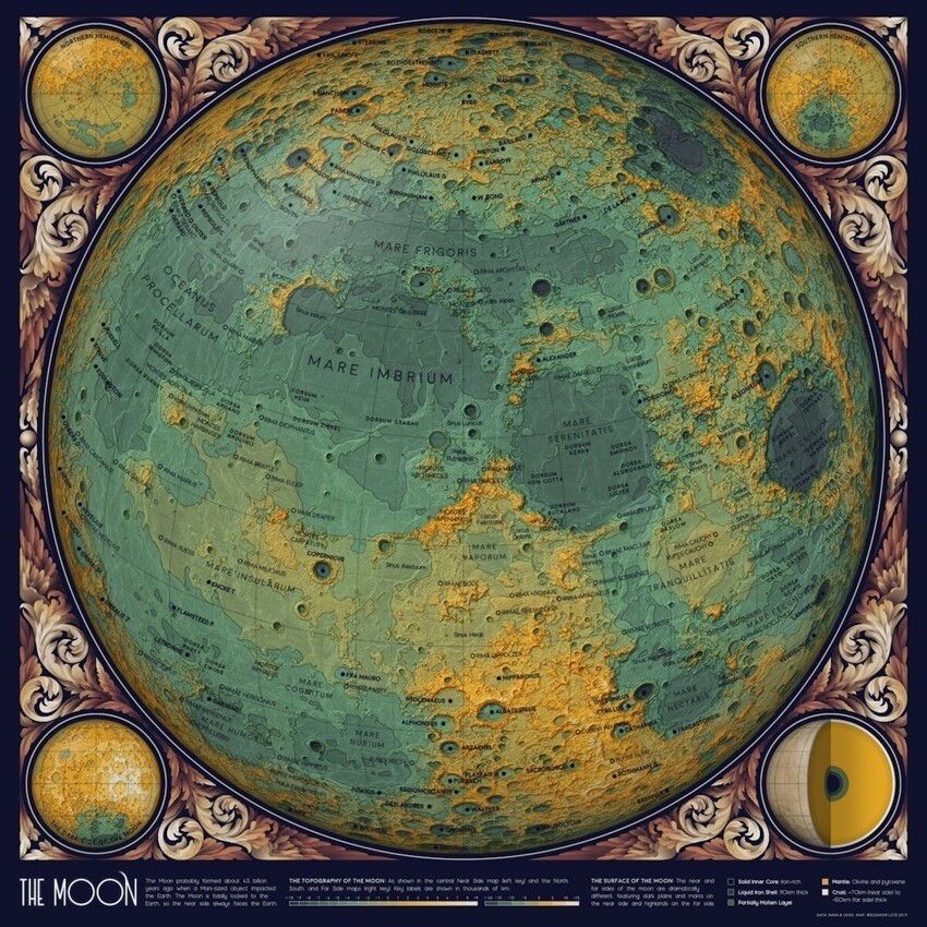 Топографическая карта Луны