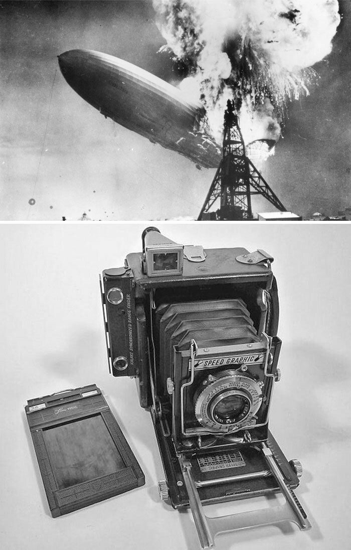 6. "Катастрофа дирижабля "Гинденбург"", Сэм Шир, 1937 год. Камера Speed Graphic