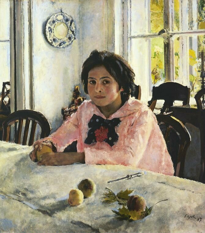 7. Вера Мамонтова — В.А. Серов, «Девочка с персиками», 1887 г.