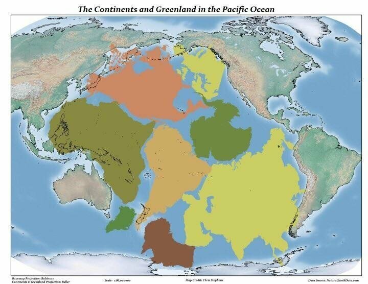 2. Вот насколько велик Тихий океан: в нём могут поместиться все континенты + Гренландия