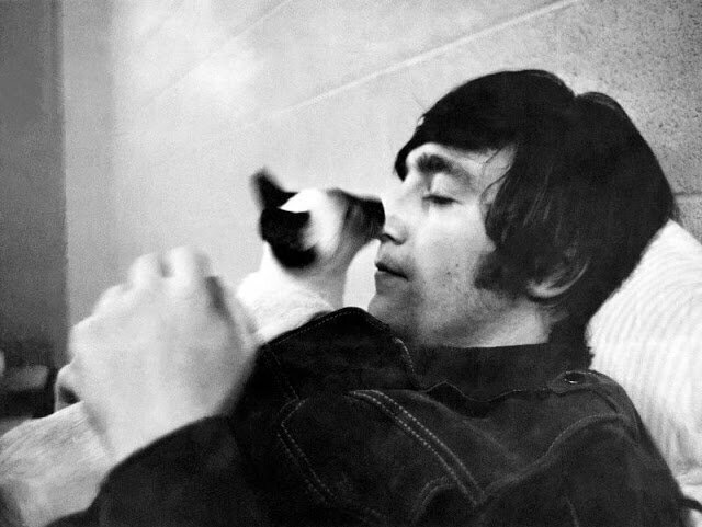 Джон Леннон со своей кошкой, 1965