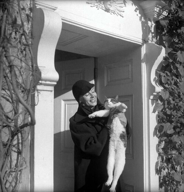 Грета Гарбо с котом Сесила Битона, Брод-Чалк, Англия, 1951