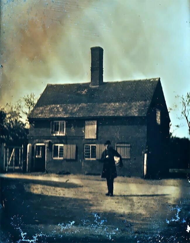 42. Житель Канады перед своим домом, 1855