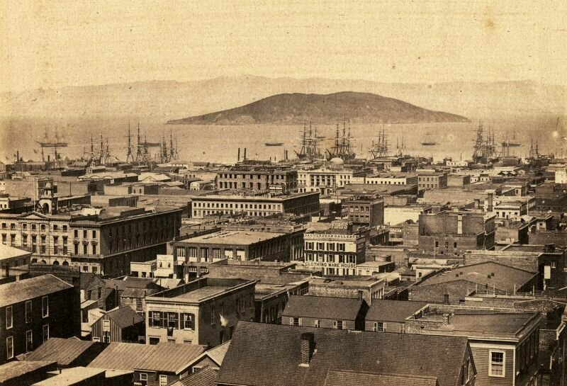 19. Вид на город и гавань Сан-Франциско, 1856