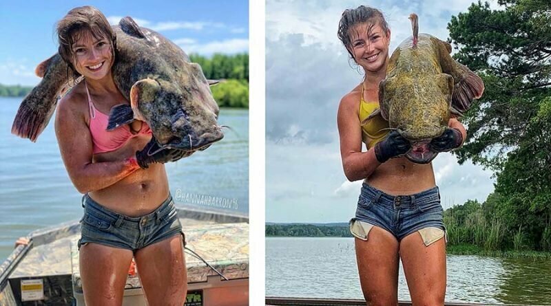 Эта девушка голыми руками смогла вытащить из водоёма рыбу-монстра