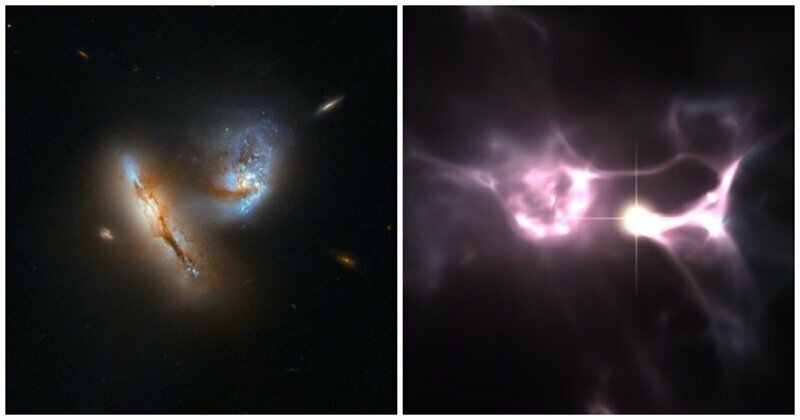Телескоп Hubble сфотографировал слияние галактик в созвездии Овна