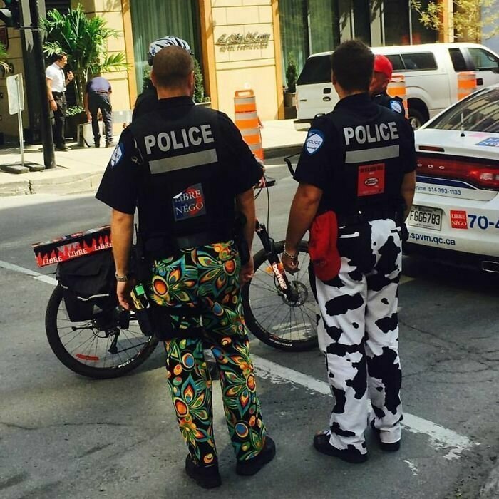 Полиция Монреаля требует лучшения условий труда. В порядке забастовки полицейские отказываются носить форменные брюки