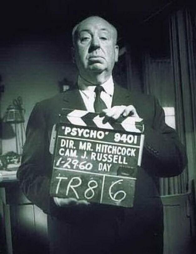 На съемках «Психо», 1960 год.