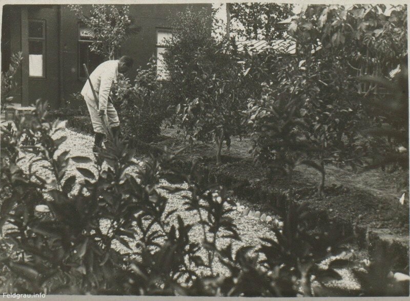 И.В. Сталин работает в саду во время отдыха на даче. 1932 г