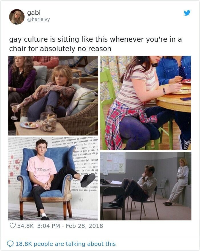 "Гей-культура - это всегда сидеть вот так неизвестно по какой причине"