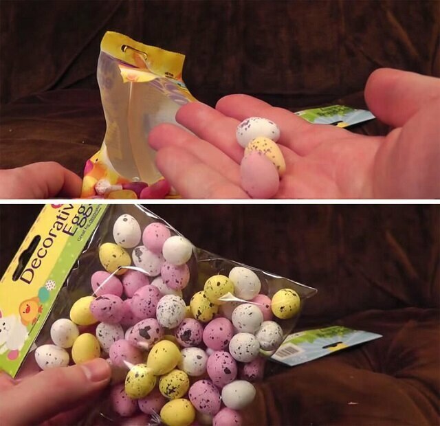 На верхнем фото - конфеты в форме перепелиных яиц, а внизу - декоративные яйца