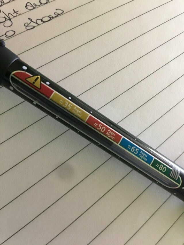 Ручка, показывающая, на сколько страниц хватит чернил