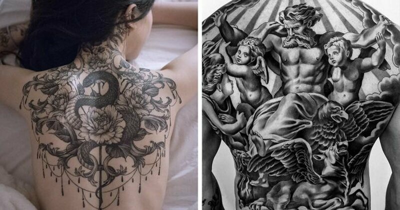 50 потрясающих тату на спине для мужчин и женщин