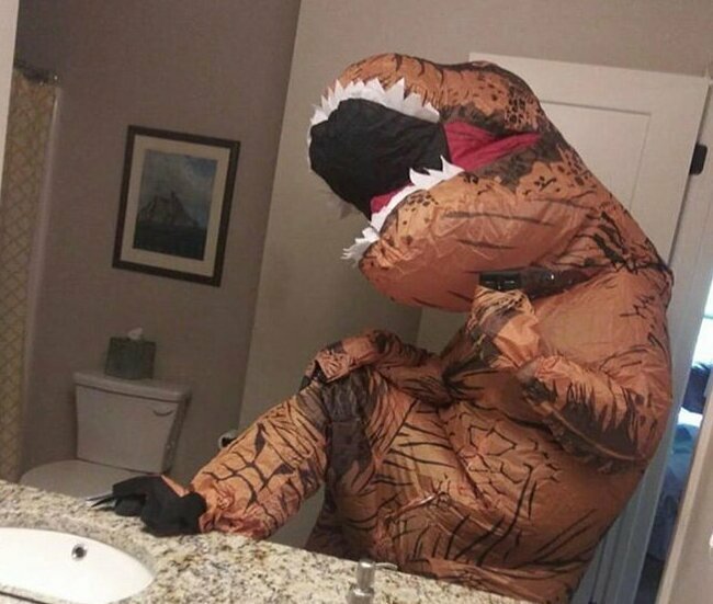 Надувной костюм тираннозавра заполонил Инстаграм*