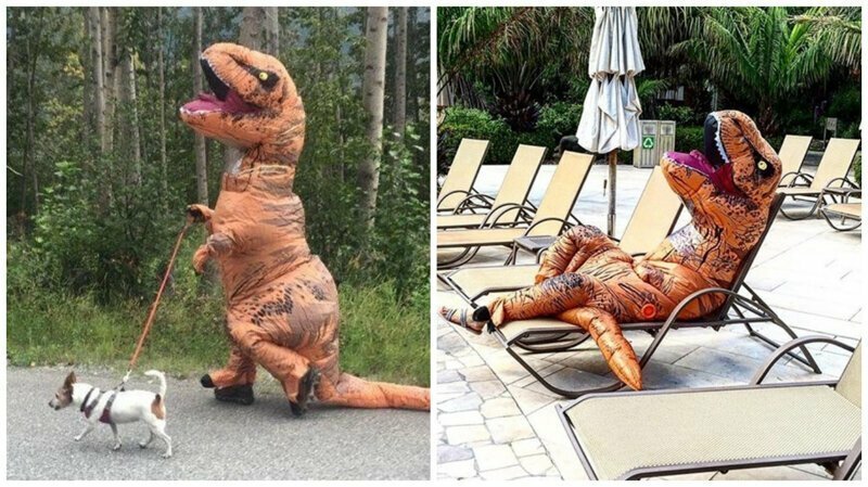 Надувной костюм тираннозавра заполонил Инстаграм
