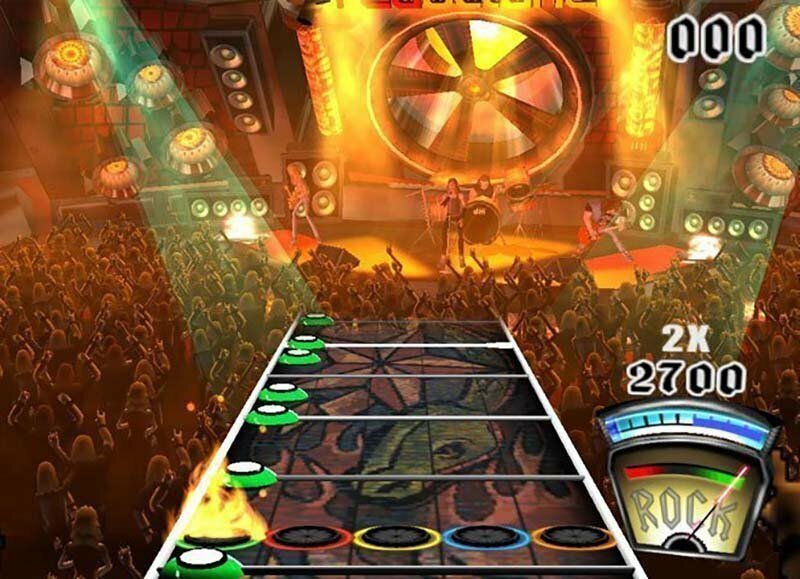 27. Guitar Hero (2005) — ритмичная музыкальная игра, в которой нужно вовремя нажимать на кнопки в такт музыке