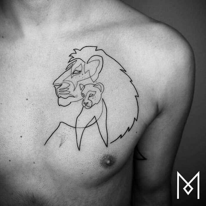 20 минималистичных татуировок, созданных при помощи одной непрерывной линии