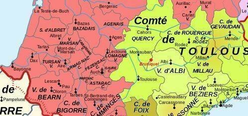 Графство Жеводан в правом верхнем углу на карте Южной Франции