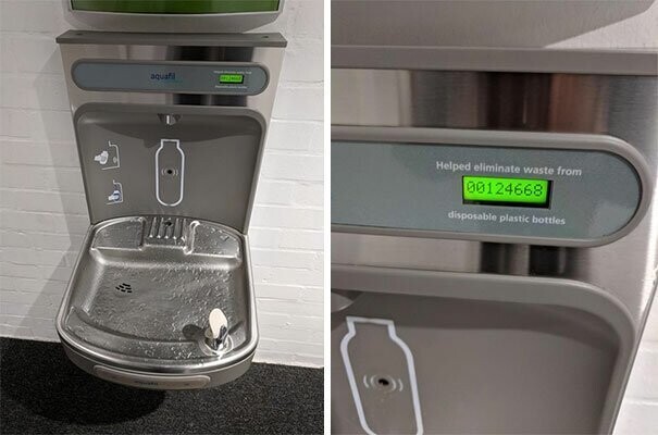 Фонтанчик с питьевой водой показывает, сколько пластиковых бутылок для воды не использовали те, кто пил из него