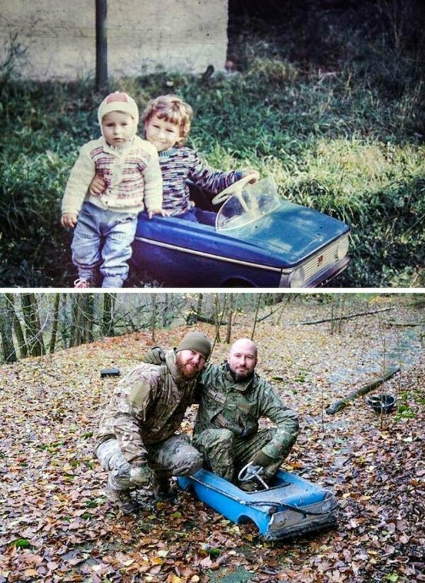 Эти братья вернулись в Припять и нашли свою машинку, чтобы воссоздать старую фотографию. Правда, это очень трогательно?
