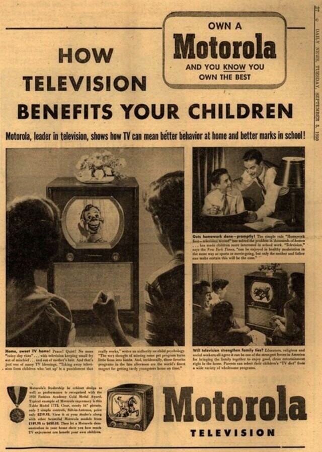 "Телевизор идет на пользу вашим детям, с ним они лучше себя ведут и лучше учатся". Современные родители, вы слышали?