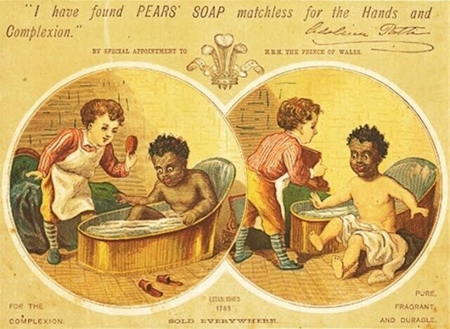 Не все сегодня оценят эту расово окрашенную шутку производитей мыла, которое отмывает ВСЕ!