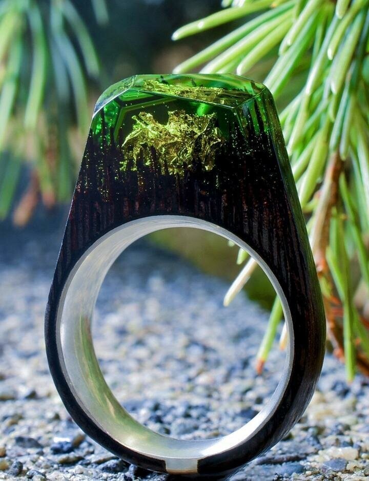 Удивительные деревянные кольца с ювелирной эпоксидной смолой