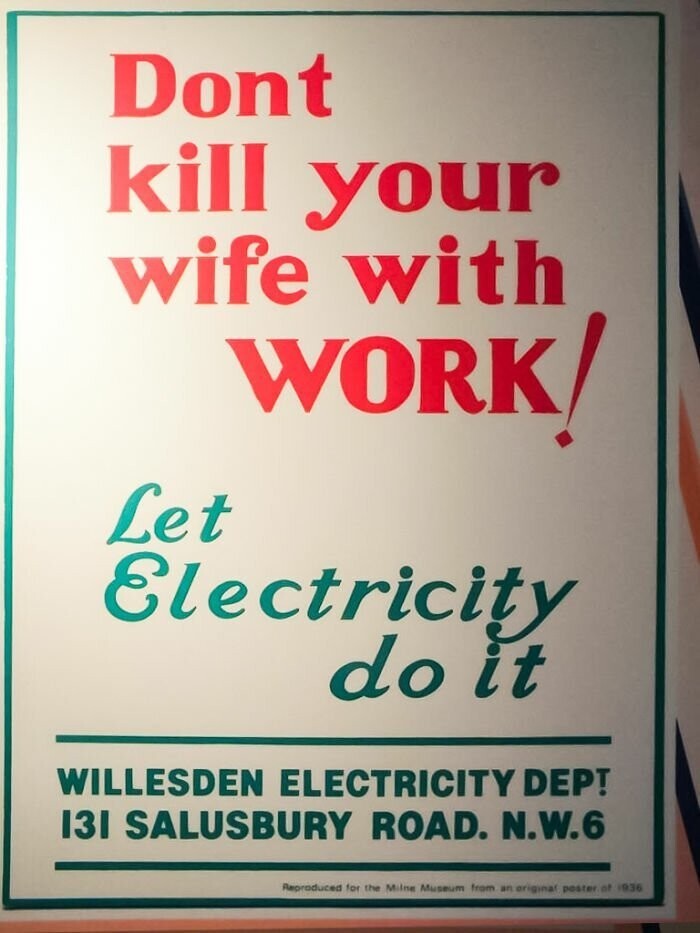2. "Не убивайте свою жену работой! Пусть электричество сделает это за вас"