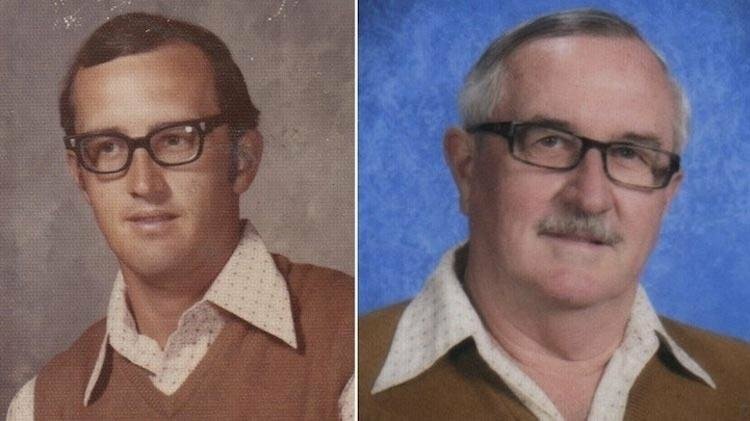 Этот учитель развлекал своих учеников в течение многих десятилетий, надевая один и тот же наряд во время школьных фотографий в течение 40 лет.