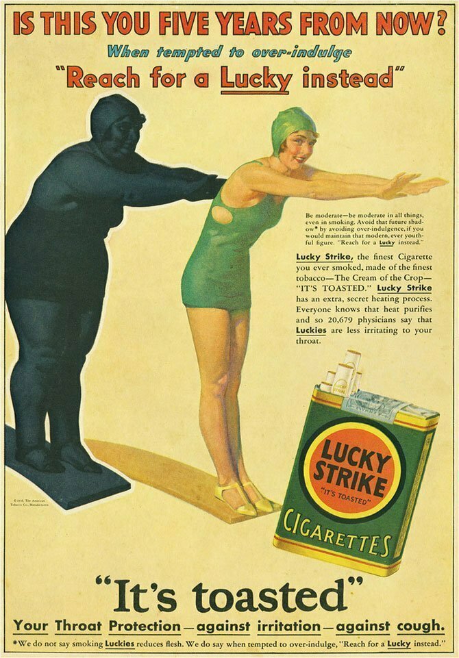 5. Реклама сигарет Lucky strike в США, которые предлагаются как альтернатива диете
