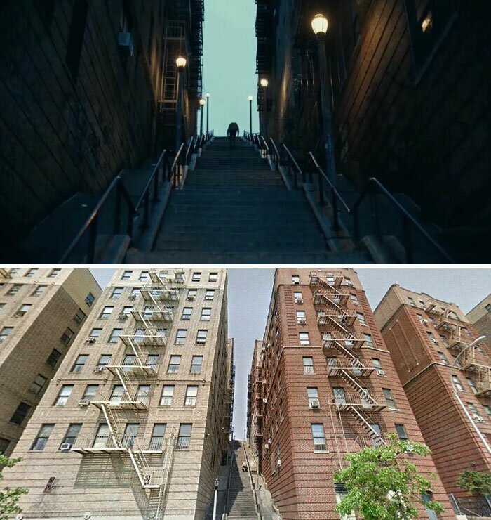23. Лестница Джокера расположена в Нью-Йорке, в районе Бронкс, на Западной 167-й улице между Андерсон-авеню и Шекспир-авеню