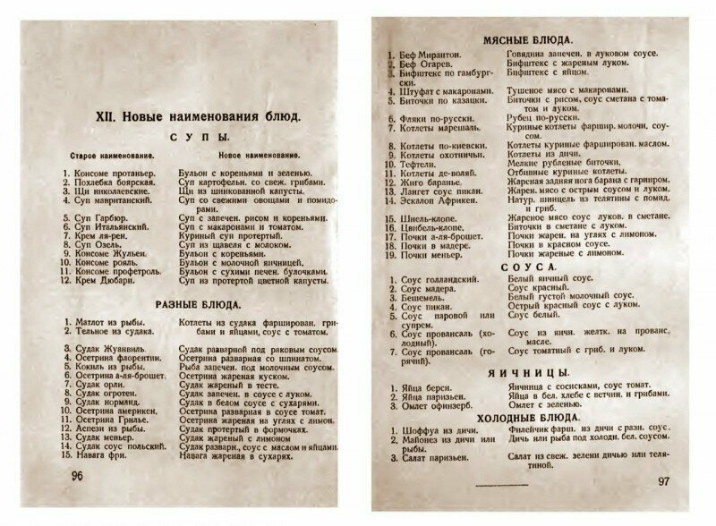 Брошюра «Продуктовые нормы обедов, отдельных блюд и прочих изделий общественных столовых». СССР, 1928г.