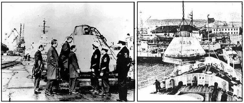 6 сентября 1970 г. Передача капсулы  «Аполлона» американским морякам в Советской гавани Мурманска.