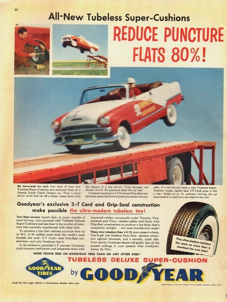 Винтажные рекламные листовки шин Goodyear 1955-1958