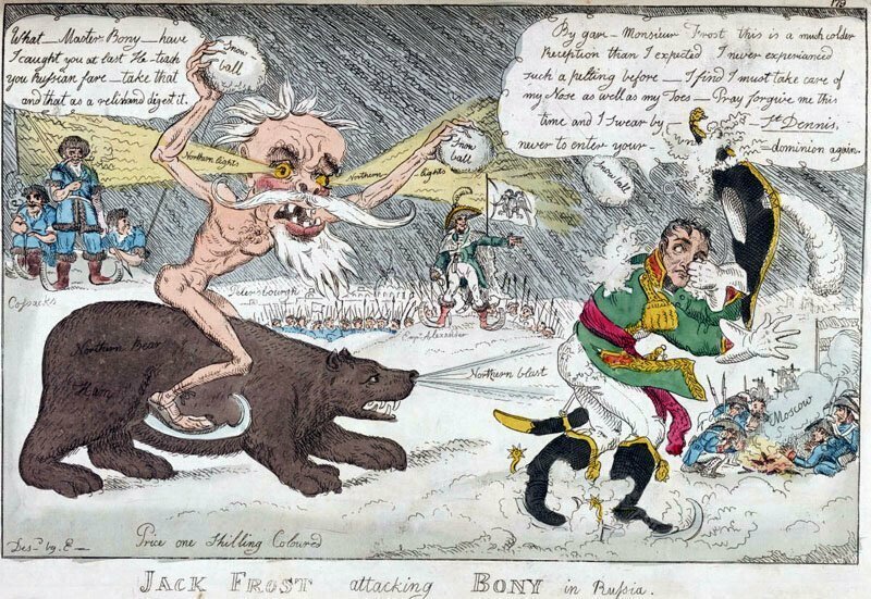 Русский «генерал Мороз» изобретен англичанами в 1812 году - сразу же после поражения Наполеона поползли слухи о том, что именно русские морозы не дали ему развернуться во всю силу