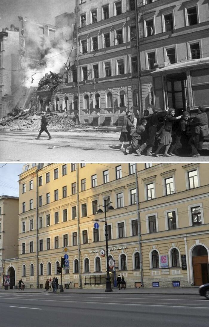 Ленинград. Школа, разрушенная немецкой бомбой, 1941 год