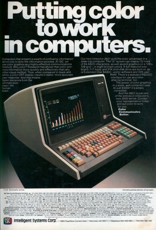 Конец 1970-х - самое начало эпохи персональных комьютеров! Вот так выглядела новинка 1979 года, внезапно оказалось, что изображение на экране компьютера может быть ЦВЕТНЫМ!!!: 