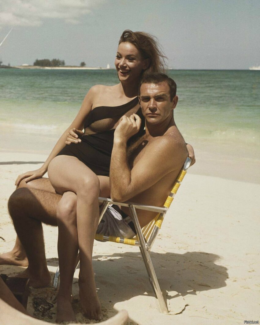 Шон Коннери и Клодин Оже в период съёмок "Шаровой молнии", 1965г